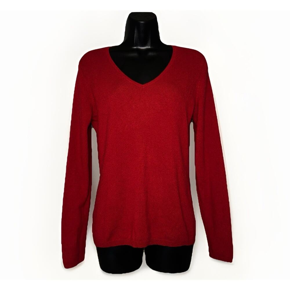 Charter Club‎ 100% 2-Ply Cashmere Women SM Oxblood Red V-Neck Pullover Sweater